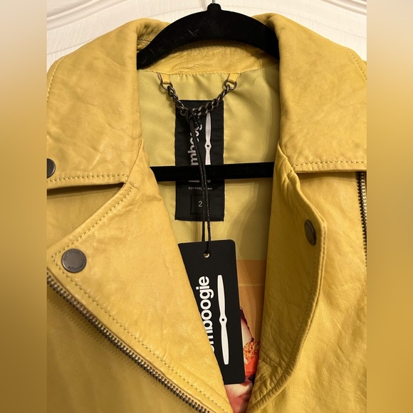 New Yellow Leather Jacket Women’s Size 6 - Picture 6 of 15